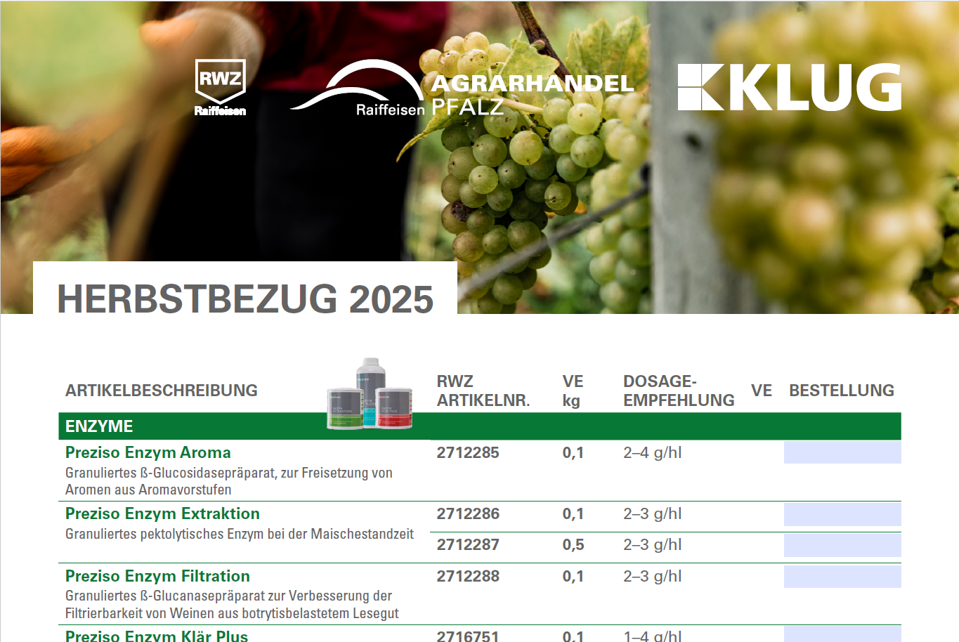 Herbstbestellliste 2025